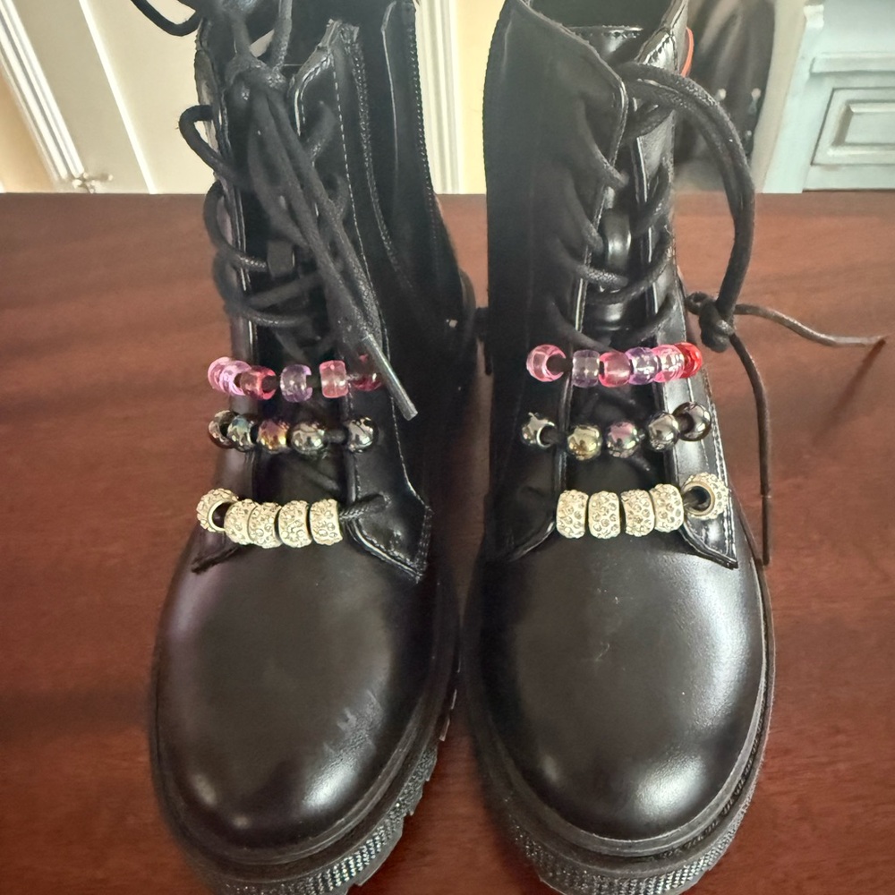 Steve Madden Black Kids Boots with Beaded Details